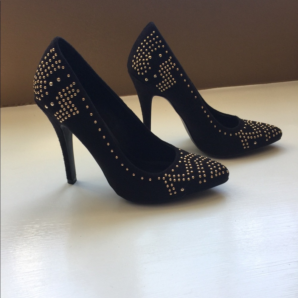 Brand New Size 7 Black Pumps with Gold Studs